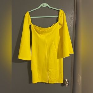 Yellow off shoulder split dress never worn
